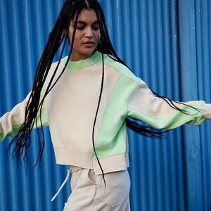 Free People Intercept Colorblock Pullover Colorblock Sweatshirt XS